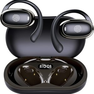 IFECCO Open Ear Headphones Bluetooth 5.4 - Wireless Open Ear Earbuds with Ddigital Display Charging Case,48H Playtime Premium Sound Sport Conduction Headphones for Running, Cycling Driving