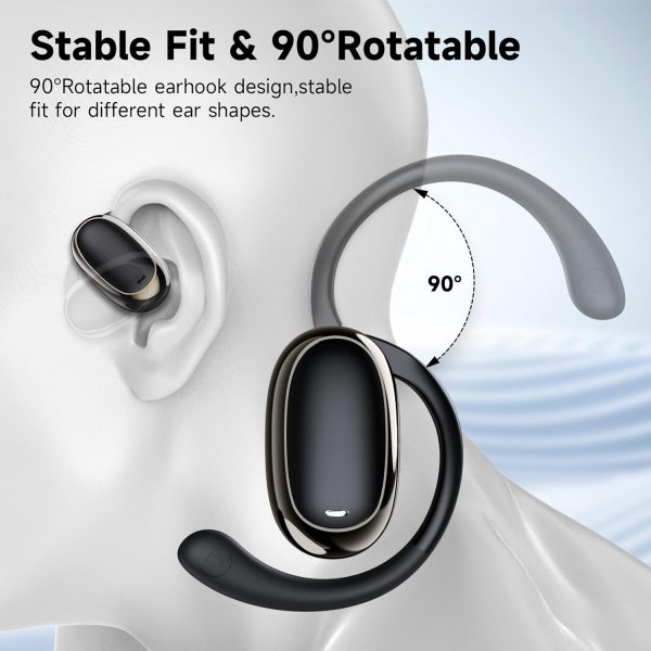 IFECCO Open Ear Headphones Bluetooth 5.4 - Wireless Open Ear Earbuds with Ddigital Display Charging Case,48H Playtime Premium Sound Sport Conduction Headphones for Running, Cycling Driving - Image 6
