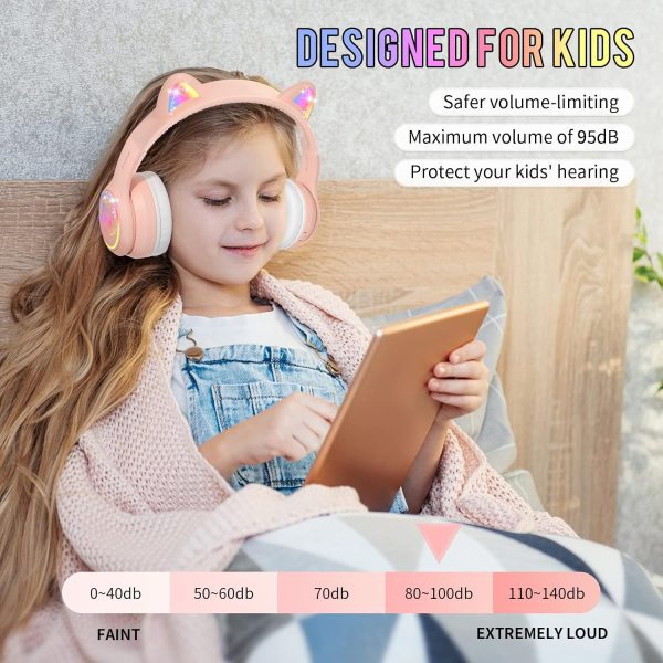 IFECCO Wireless Kids Boys Headphones with Microphone,Cute Light Up Dinosaur Children Bluetooth Headphones Volume-limiting for for School Travel,Boys Gifts for 3-12years - Image 9