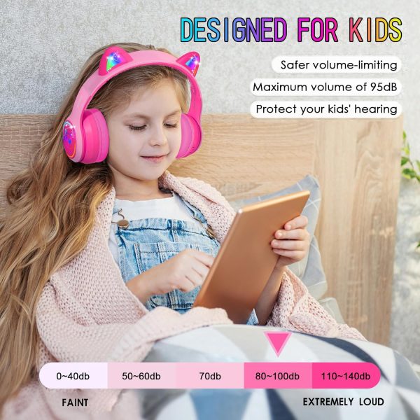 IFECCO Wireless Kids Boys Headphones with Microphone,Cute Light Up Dinosaur Children Bluetooth Headphones Volume-limiting for for School Travel,Boys Gifts for 3-12years - Image 16