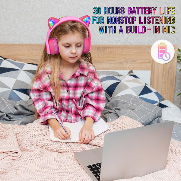 IFECCO Wireless Kids Boys Headphones with Microphone,Cute Light Up Dinosaur Children Bluetooth Headphones Volume-limiting for for School Travel,Boys Gifts for 3-12years - Image 17