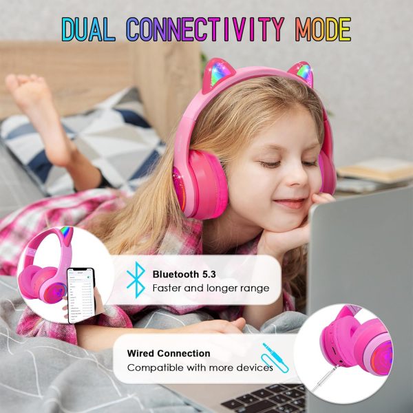 IFECCO Wireless Kids Boys Headphones with Microphone,Cute Light Up Dinosaur Children Bluetooth Headphones Volume-limiting for for School Travel,Boys Gifts for 3-12years - Image 19
