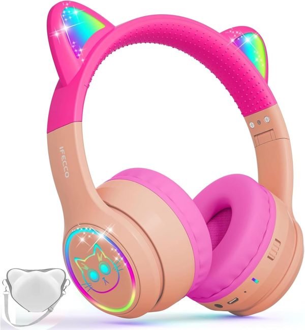 IFECCO Wireless Kids Boys Headphones with Microphone,Cute Light Up Dinosaur Children Bluetooth Headphones Volume-limiting for for School Travel,Boys Gifts for 3-12years - Image 22