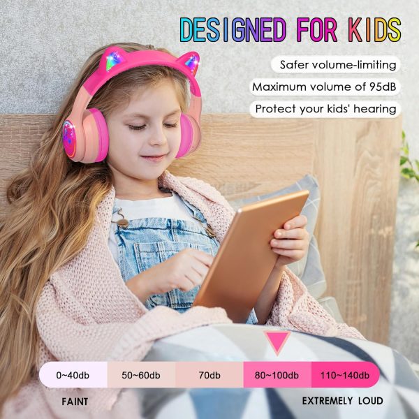 IFECCO Wireless Kids Boys Headphones with Microphone,Cute Light Up Dinosaur Children Bluetooth Headphones Volume-limiting for for School Travel,Boys Gifts for 3-12years - Image 23