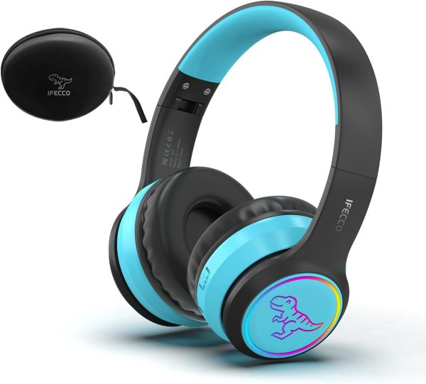 IFECCO Wireless Kids Boys Headphones with Microphone,Cute Light Up Dinosaur Children Bluetooth Headphones Volume-limiting for for School Travel,Boys Gifts for 3-12years - Image 29
