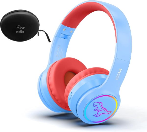 IFECCO Wireless Kids Boys Headphones with Microphone,Cute Light Up Dinosaur Children Bluetooth Headphones Volume-limiting for for School Travel,Boys Gifts for 3-12years - Image 42