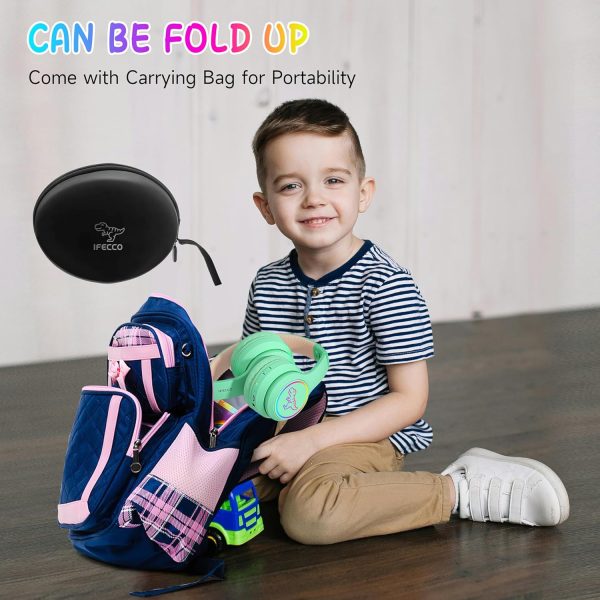 IFECCO Wireless Kids Boys Headphones with Microphone,Cute Light Up Dinosaur Children Bluetooth Headphones Volume-limiting for for School Travel,Boys Gifts for 3-12years - Image 54