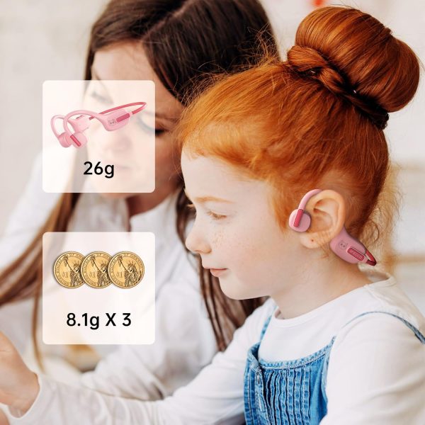 IFECCO Kids Open Ear Headphones - Kids Girls Bluetooth 5.3 Conduction Headphones with Mic,Ultra-Light,IPX5 Waterproof and Safer for Children Wireless Headphones,Perfect for School Travel Gifts (Pink) - Image 7