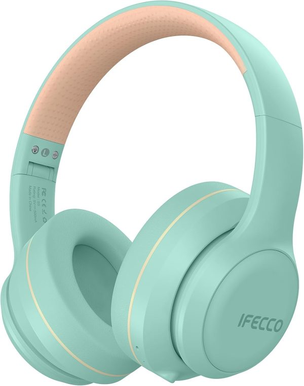 IFECCO Bluetooth Headphones Over Ear,Wireless Noise Canceling Headphones with Microphone,Foldable HiFi Stereo Bluetooth Headset with Soft Protein Earpads for Travel,Home,Office (Pink) - Image 8