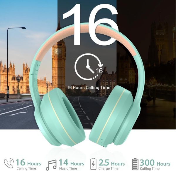 IFECCO Bluetooth Headphones Over Ear,Wireless Noise Canceling Headphones with Microphone,Foldable HiFi Stereo Bluetooth Headset with Soft Protein Earpads for Travel,Home,Office (Pink) - Image 11