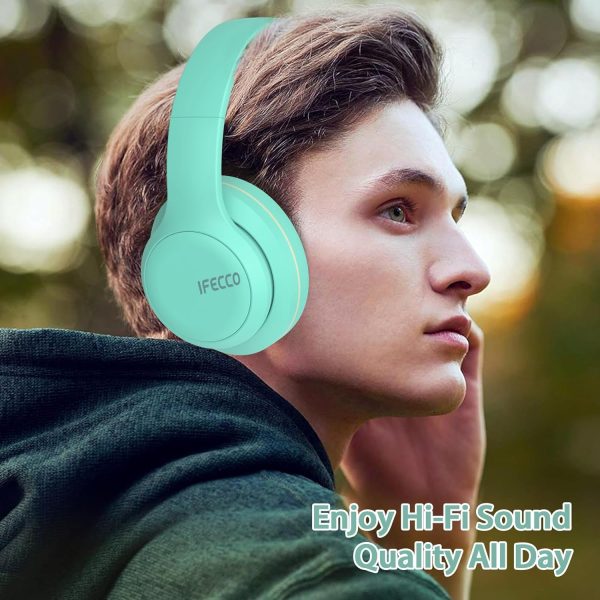 IFECCO Bluetooth Headphones Over Ear,Wireless Noise Canceling Headphones with Microphone,Foldable HiFi Stereo Bluetooth Headset with Soft Protein Earpads for Travel,Home,Office (Pink) - Image 14