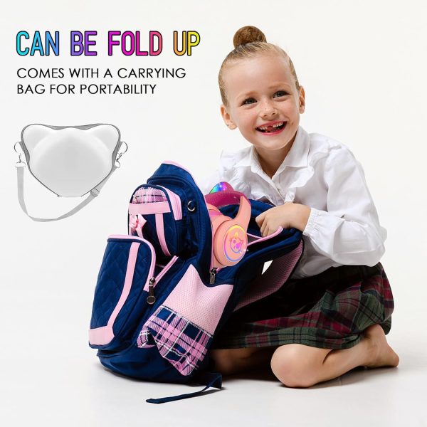 IFECCO Wireless Kids Headphones with Microphone,Foldable Cute Light Up Cat Ear Children Girls Bluetooth Headphones with Case for School Gifts Travel - Image 20