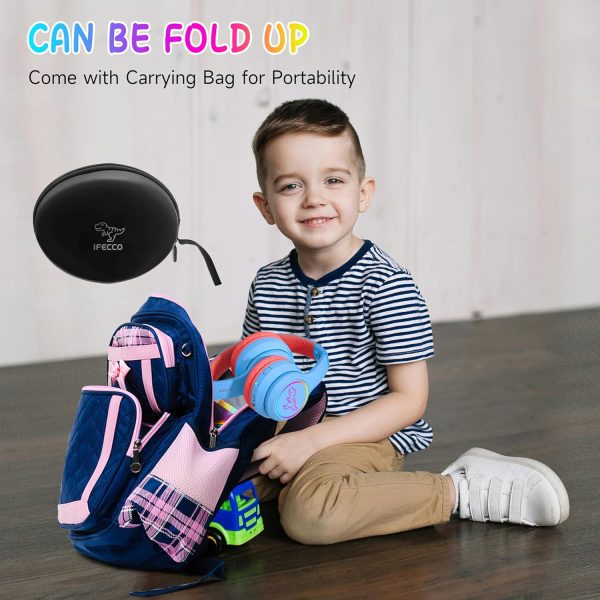 IFECCO Wireless Kids Headphones with Microphone,Foldable Cute Light Up Cat Ear Children Girls Bluetooth Headphones with Case for School Gifts Travel - Image 40