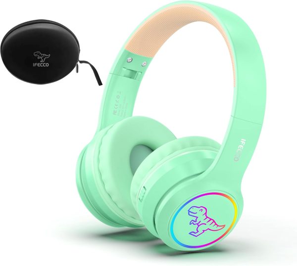 IFECCO Wireless Kids Headphones with Microphone,Foldable Cute Light Up Cat Ear Children Girls Bluetooth Headphones with Case for School Gifts Travel - Image 42