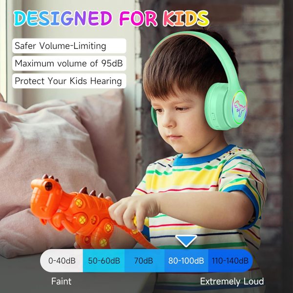 IFECCO Wireless Kids Headphones with Microphone,Foldable Cute Light Up Cat Ear Children Girls Bluetooth Headphones with Case for School Gifts Travel - Image 43