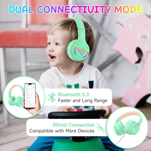 IFECCO Wireless Kids Headphones with Microphone,Foldable Cute Light Up Cat Ear Children Girls Bluetooth Headphones with Case for School Gifts Travel - Image 44