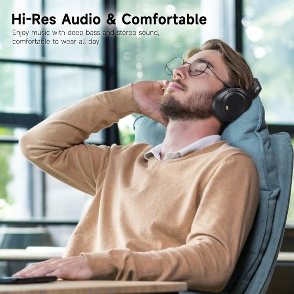 IFECCO Active Noise Cancelling Headphones Bluetooth 5.4 - Wireless ANC Headphones Over Ear with Microphone,100H Play Time,HiFi Stereo Bluetooth Headset with Cushioned Pads for Travel,Home,Office - Image 3