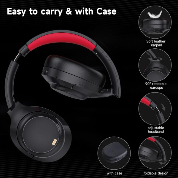 IFECCO Active Noise Cancelling Headphones Bluetooth 5.4 - Wireless ANC Headphones Over Ear with Microphone,100H Play Time,HiFi Stereo Bluetooth Headset with Cushioned Pads for Travel,Home,Office - Image 5