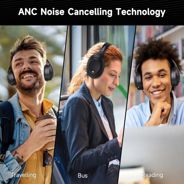 IFECCO Active Noise Cancelling Headphones Bluetooth 5.4 - Wireless ANC Headphones Over Ear with Microphone,100H Play Time,HiFi Stereo Bluetooth Headset with Cushioned Pads for Travel,Home,Office - Image 7