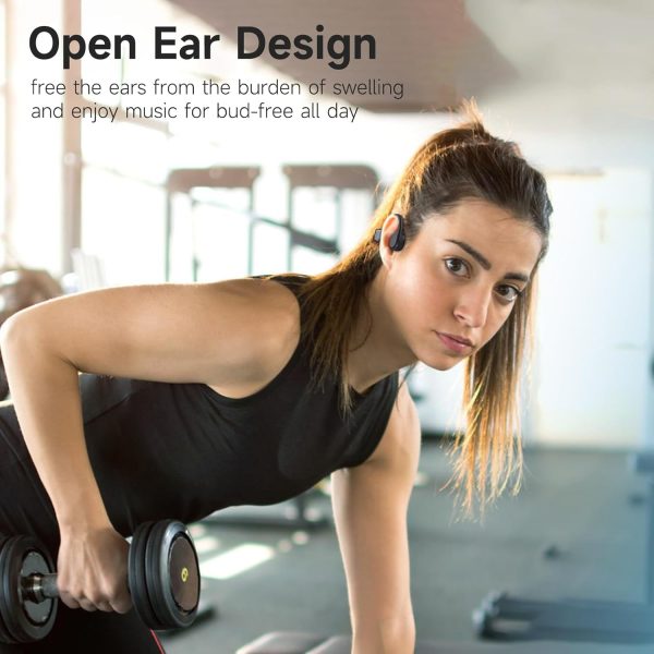 IFECCO Bone Conduction Headphones Bluetooth 5.4 - Wireless Open Ear Headphones with Mic,IPX5 Waterproof Bone Conduction Earbuds 10H Playtime for Cycling Running Hiking Bicycle - Image 2